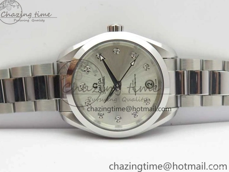 0321 SportInspired Aqua Terra 150M 34mm Ladies SS VSF 1:1 Best Edition Silver Dial Diamonds Markers on SS Bracelet A 7932